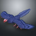 Blue Feathered Game Anime Character Bird Like Creature With Spread Wings And Red Beak
