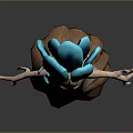 Game Movie Character Fantasy Tree Creature With Blue Treetop And Glowing Branch Arms