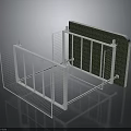 White Metal Frame Scene Component With Wire Mesh And Green Panel
