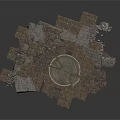 Ancient Stone Ruin Platform Structure With Circular Center Area Stone Steps And Broken Pillars