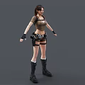 Adventurous Game Movie Character Wearing Brown Top Shorts And Black Boots Gear