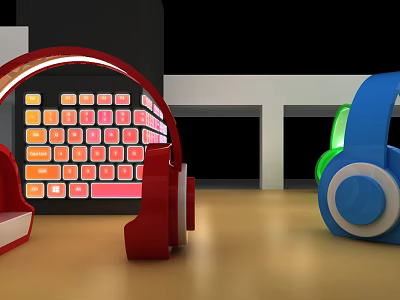 Modern public chair headset shape 3d model Modern public chair headset shape 3d model