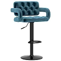 Gray Tufted Upholstered Bar Stool With Black Adjustable Base And Swivel Design 3d model