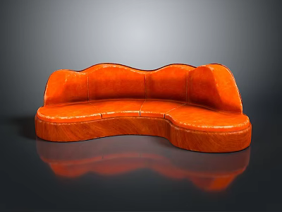 Modern Orange Curved Leather Sofa With Elegant Stylish Furniture Design 3d model