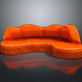 Modern Orange Curved Leather Sofa With Elegant Stylish Furniture Design