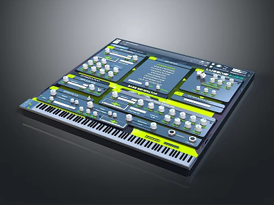 Modern Home Electronic Synthesizer with Multiple Knobs Keyboards and Digital Control Panel Interface 3d model