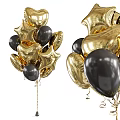 Gold And Black Decorative Balloons With Star Heart Shaped And Round Designs For Living Supplies