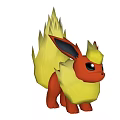 Cute Red And Yellow Plush Doll With Flame Shaped Tail And Ears