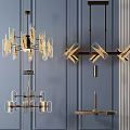 Modern Chandeliers With Geometric Metal Structures And Glass Elements For Interior Design 3d model