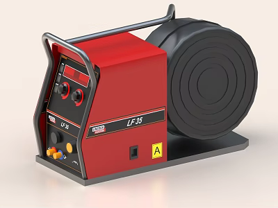 Industrial Welding Equipment With Red Body Black Reel LF-35 Model And Control Panel 3d model