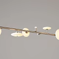 Modern Linear Chandeliers With Circular Shades And Warm Lighting For Dining Space