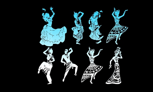 Ethnic figure dance silhouette 3d model