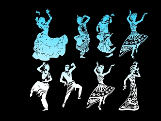 Ethnic figure dance silhouette 3d model