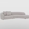 Light Gray Curved Sectional Sofa With Soft Cushions For Living Room 3d model