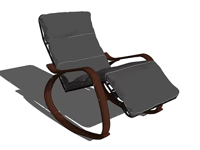 Modern Gray Lounge Chair With Wooden Frame Rocking Design And Ottoman 3d model