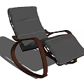 Modern Gray Lounge Chair With Wooden Frame Rocking Design And Ottoman
