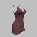 Dark Brown Spaghetti Strap Dress With Bow Detail And Ruffled Hem