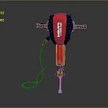 Red And Black Electric Jackhammer As Essential Household Power Tool With Cable