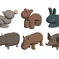 Cute Animal Shaped Stools with Bird Hippo Rabbit Rhino Elephant Designs for Kids