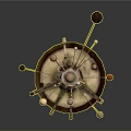 Artistic Vintage Decorative Ornament Set Featuring Metallic Spheres Gear Structure And Copper Gold Accents
