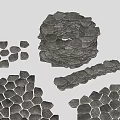 Natural Stone And Wood Materials With Stacked Pieces And Scattered Tiles