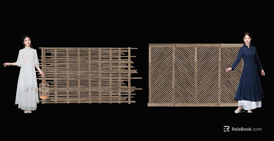 Decorative Modern Fence Designs With Vertical Slats And Herringbone Pattern For Outdoor Use 3d model 