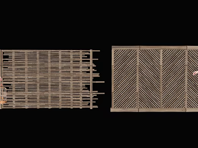 Decorative Modern Fence Designs With Vertical Slats And Herringbone Pattern For Outdoor Use 3d model