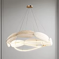 Modern Elegant White Feather Shaped Chandelier With Metal Frame And Warm Lighting