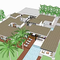 Modern Detached Villa With Swimming Pool Lush Green Lawn Palm Trees And Spacious Outdoor Space