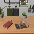 Stylish Jewelry Storage Cases In Green Blue Pink Leather With Decorative Plants