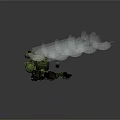 Green Robot With Blue Spherical Head Mechanical Arms And Weapons In Flight