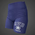 Blue High Waisted Stretchy Shorts With White Logo And Comfortable Fit