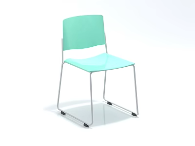 Light Green Leisure Chair With Silver Metal Frame And Smooth Seat Backrest 3d model