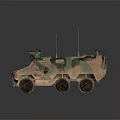 Military Camouflage Armored Wheeled Tank With Six Wheels Top Mounted Weapon And Antennas