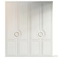 Modern Style White Cabinet With Golden Ring Handles And Decorative Panel Design