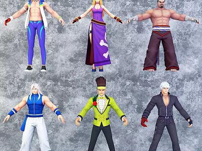 Game and Movie Characters With Various Outfits And Colorful Costume Designs 3d model