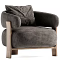 Green Velvet Leisure Chair With Rounded Armrests And Wooden Legs Color Options