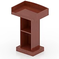 Dark Brown Wooden Functional Desk Featuring Open Storage Shelf Design 3d model