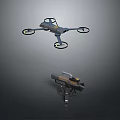 Tactical Quadcopter Drone And Portable Launcher Unit Remote Control Equipment Device