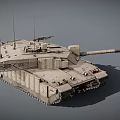 Modern Military Tank With Antennas Gun Barrel And Tracks Sandy Gray Exterior