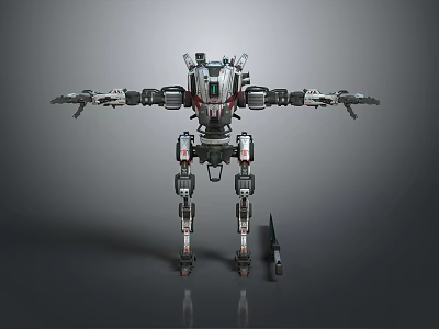 Futuristic Armored Humanoid Robot Mechanical Creature Featuring Detailed Limbs And Weapon Design 3d model