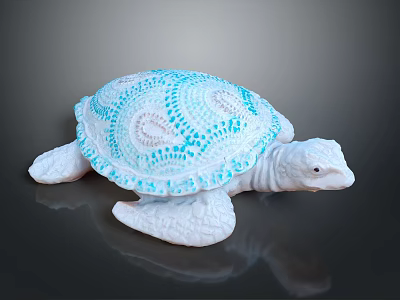 Stunning Reptile Turtle With Blue And White Textured Shell Featuring Intricate Patterns 3d model