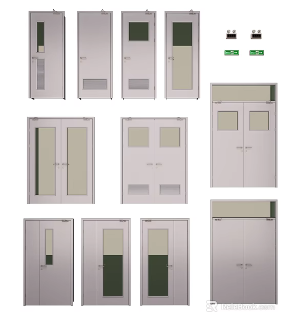 Various Interior Door Designs With Glass Panels And Different Styles 3d model 
