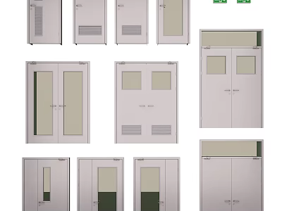 Various Interior Door Designs With Glass Panels And Different Styles 3d model