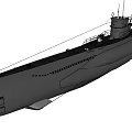 Military Submarine Warship With Gray Hull Conning Tower And Periscope Design