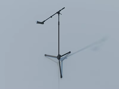Black Adjustable Microphone Stand With Tripod Base And Light Blue Background 3d model