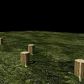 Tree Stump Shaped Floor Lamp Placed On Green Grass Field