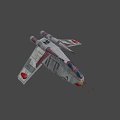 Futuristic Fighter Jet 3D Model With Gray Body Red Accents And Unique Wing Structure