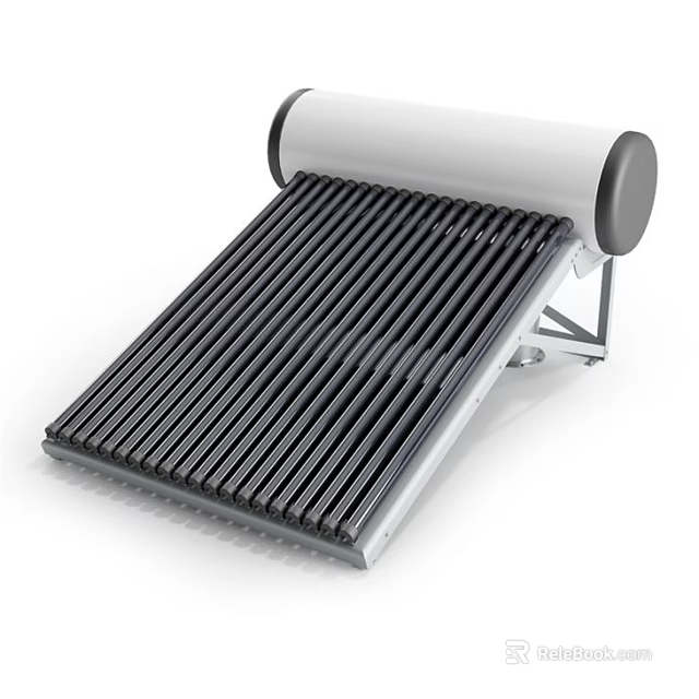 Industrial Equipment Solar Water Heater With Vacuum Tubes Solar Collector And Storage Tank 3d model 