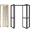 Modern Folding Doors With Wooden Louvre And Glass Panel Designs For Interior Exterior
